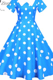 Women Summer Dress Black Polka Dot Short Sleeve Peter pan Collar Casual Elegant Party Vintage Midi Sundress Robe