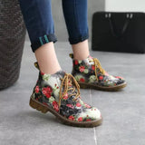 Retro With Broken Flowers Martin Boots Girl English Wind Flat Spring And Autumn Women Boots Short