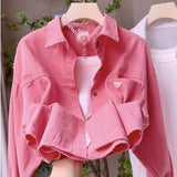 Sweet Little Solo Collar Shirt Women's Spring And Autumn Korean Version Of Loose Casual Shirt Top Short