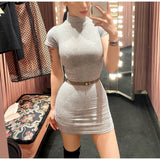 Girls Black Half-High Collar Short-Sleeved Dress Female New High-Grade Thai Thin Temperament A Word-Pack Hip