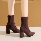 Velvet Short Boots Women Autumn And Winter New Fashion Tips High And Short Boots Thick And Elastic Thin