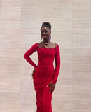 Spring And Summer New Folding Personality Twist Rope Decoration Collar Long Sleeve Long Sleeve Long Dress