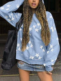Oversized Star Print Zip Up Hoodie- Outfit