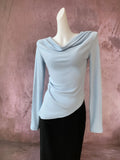 Zingj Grinding Hair Super Soft Skin A Word Swing Collar Long Sleeve Bottom Shirt Female Autumn Winter New Irregular Waist