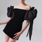 Fashion Temperament Dress Women 2025 Early Spring New Word Shoulder Solid Color Design With Short