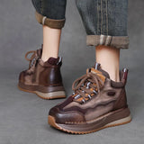 Layer Of Cowhick Retro Thick-Soled Casual Shoes Autumn New Set Of High-Shoe Shoes Soft Soles Short