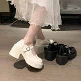 Jane Shoes 2025 Autumn And Winter New Round Head Thick-Skinned With Small Leather Shoes Shallow Single Shoes High