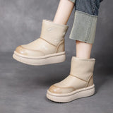 Cow Skin Thick Bottom Plus Velvet Warm Lamb Velvet Snow Boots Women's Shoes Winter New Retro Boots Age-Old Cotton