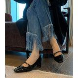 First-In-One High Heel Women 2025 New Coarse Heel Single-Shoe Temperament Light-Mouthed Mary Jane Women's