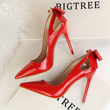 Shoes Patent Leather Women Heels Pointed Toe Woman Pumps Sexy High Heels 2022 Hot Bow-Knot Pumps Women Stiletto