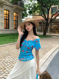Xixi 2025 Summer New Korean Version Of The Word Collar Lotus Side Chiffon Temperament Short-Sleeved Shirt Top