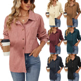 Zingj New Flip Pocket Collar Button Solid Color Patchwork Shirt Coat-Outfit