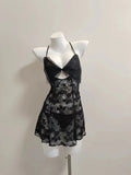 Pajamas Woman 2025 New Seduction Red Lace Hollow Big Bow Bow Small Breast Slings Sleeping