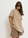 Spring Summer New 260G Cotton T-Shirt Hot Pure Color Short-Sleeved Women Loose Large Version