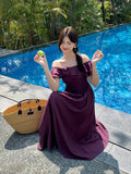 Xixi 13 Line 2025 Summer New Temperament Lotus Leaf Side Holiday Wind High Waist Thin Joint Dress