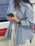 Sense Of Small Long-Sleeved Striped Shirt Women Early Autumn New Loose Lazy Outside Texture Casual
