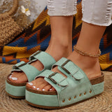 Thick-Bottomed Rivets Slipper Women Wear Metal Buckle Cake Bottom Cold
