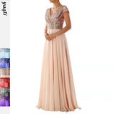 Spring And Summer New Dress Wishv Neck Chiffon Splicing Evening Dress Women's
