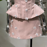 Vietnamese Niche Design With Fish Bone Thoracic + Bow Half Skirt Set Gentle Dating