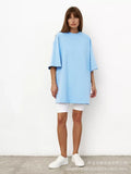 Spring Summer New 260G Cotton T-Shirt Hot Pure Color Short-Sleeved Women Loose Large Version