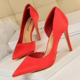 Shoes Sexy Woman Pumps Black Blue Sliver Women Heels Silk High Heels Women Shoes Stiletto Heels 9.5 Cm Ladies