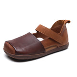 Layer Cowhite Shoes Soft Sole National Wind Flat-Soled Sports Sandals Summer Women's Roman Beach