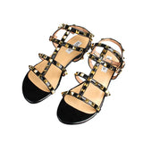 New Flat Sandals Female Warren V Family Rivet Shoes Korean Version Of The Round Head Sexy Cool Drag Size