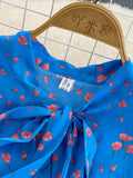 Women Floral Pleated Dress Elegant Bow Collar Flare Long Sleeve High Waist A-Line Ruffle Draped Vestidos Female Robe