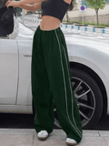 Piping Detail Wide Leg Track Pants- Outfit