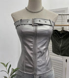 Shooting Spice Girls High-End Pu Leather Tector Locomotive Wind Wrapped Bra Vest Sleeveless Top Tide
