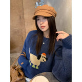 Velvet] Fashion High Quality Silkfreflower-Blend Sweater In Autumn Lovely Casual Round Knitted