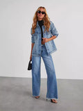 Zingj Early Autumn New Casual Street Loose Wide Leg Wash Water Wool Edge Jeans Female