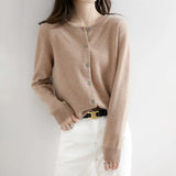 Zingj Autumn Long-Sleeved Sweater Pure Color Simple Temperament Cardigan On The Clothes With Women's Sweater Small Coat-Outfit