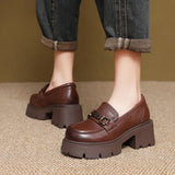 Cowhicked Retro English Wind And Happy Shoes Women's Autumn New Thick Bottom Single Shoes Thick Heeled High