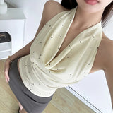 Zingj Summer New Women's Pure Wind Swing Neck Elegant Polka Dot Small Vest-Outfit