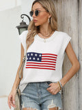 New Hot Independent Yen Collar Flag Top Solid Color Knit Shirt Short-Sleeved Sweater