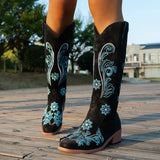 2025 Embroidered Coarse And Long-Sleet Women's Autumn And Winter New Fashion Knight Boots Embroidered Boots Women's