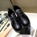 Leather Shoes Female British College Wind With Thick Heel Pure Color Casual Single Shoes Black Round Head Students With Single Shoes