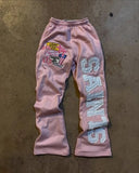 Popular SAINTS Series Printed Young Casual Broad Leg Trousers