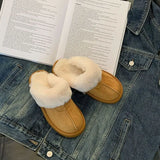 Version Of Pink Snow Boots Half-Dragging Women Wear 2025 New Hairy Shoes Plus Thicken Warm Cotton