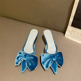 Sandals Stiletto Toe Box Rhinestone Bow Women 'S Pointed Toe High Heel Slippers Mules