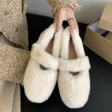 Addition To The New Plus Plus Fur Shoes In The Autumn And Winter Of 2025, The New One-Word With Thick Cotton Cotton Women's Cotton