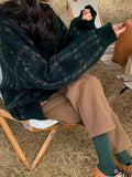 Houndstooth Crew Neck Knit Sweater-Outfit