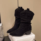 Autumn And Winter Fashion Boots Coarse And Retro Lazy Wind Chivalrous Languid Boots Piles Of Boots Meirad Pointed Women's