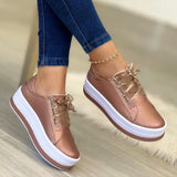 Shoes New Thick-Soled Sneakers Fashion Plus-Size Lace With 2025 Women's Single
