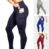 Yoga Pants Solid Color Body-Building Exercise Running Fitness Training Tights Leggings For