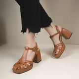 Hollow Roman High-Heeled Women's Summer Season New Fashion Side Behind The Empty Coarse Heel Buckle Sandals