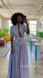 Women's Striped Long Shirt Casual Long Sleeve Dress