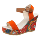 2025 Spring And Summer New Loose Pastry Slope Sandals Women's One-Character Buckle With Thick-Soled Fashion