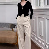 Spring New Product Fashionable Pure Lust Wind V Collar Single Buckle Gentle Comfortable Small High-Waist Knitted Open Shirt Outside The